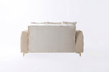 Florence Ivory loveseat, ivory velvet with quilted side and gold trim, three-quarter product view