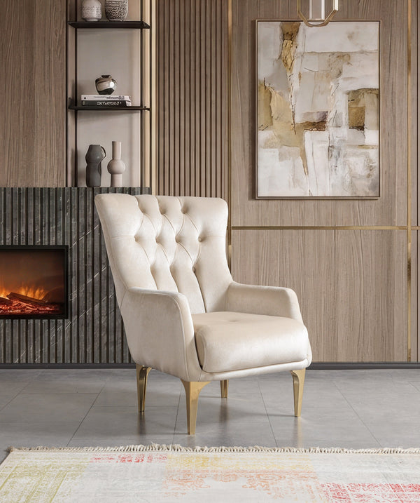 Florence Ivory Velvet Accent Chair