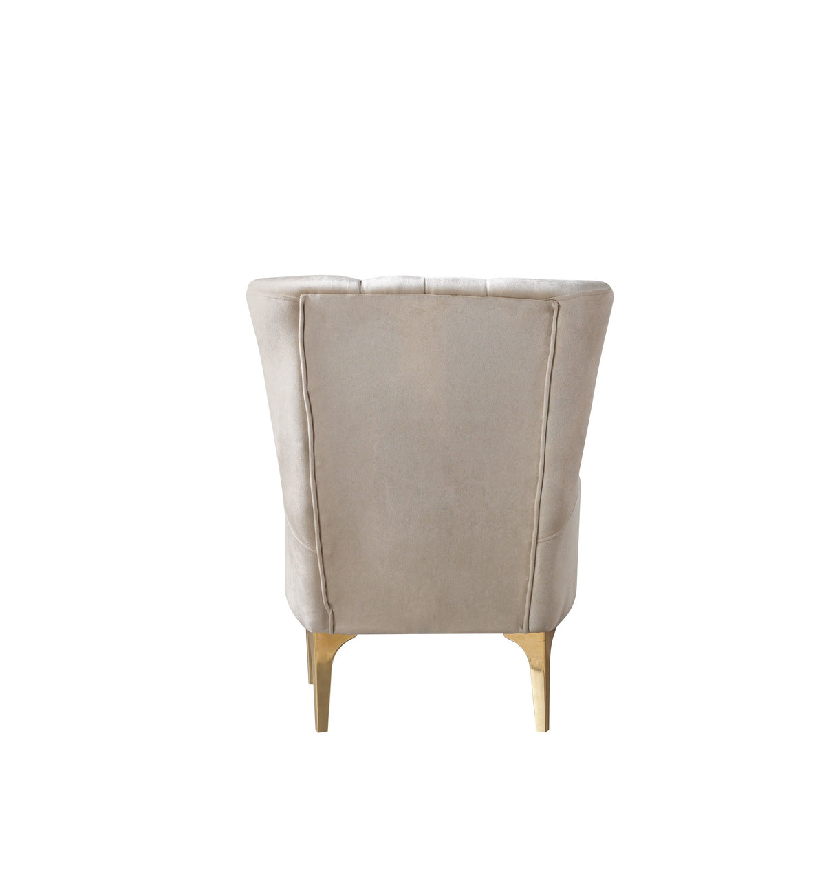 Florence Ivory accent chair, side view showing wingback shape and gold legs