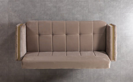 Florence Coffee Velvet Convertible Sofa, top view with cushions removed