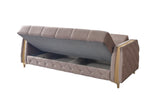 Florence Coffee sofa, front top view with smooth seat cushions and pillows