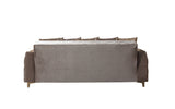 Florence Coffee sofa, open storage compartment view, coffee velvet finish