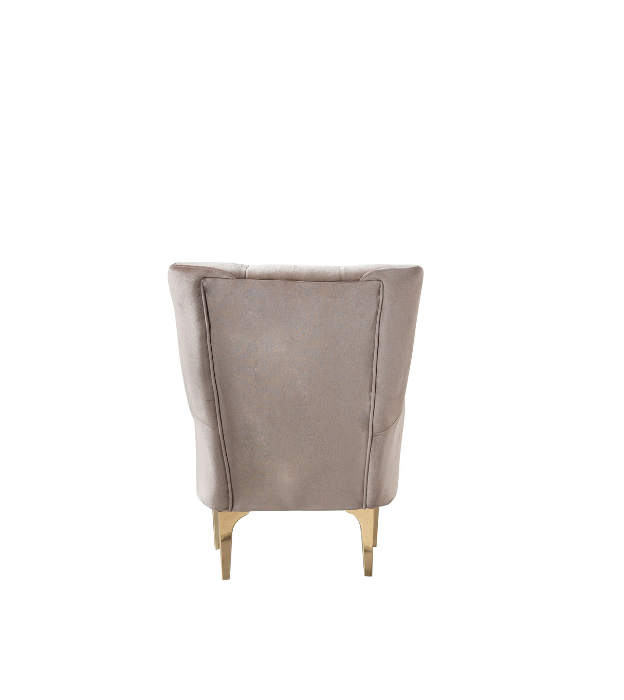 Florence Coffee accent chair, back view, tailored upholstery and gold legs
