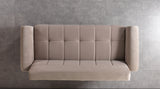 Sandra Coffee sofa, top view without pillows, tufted velvet seating