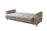 Sandra Coffee sofa, rear view, full back upholstery on white background