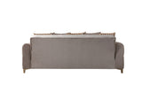 Sandra Coffee sofa, fully opened sleeper position, tufted velvet surface