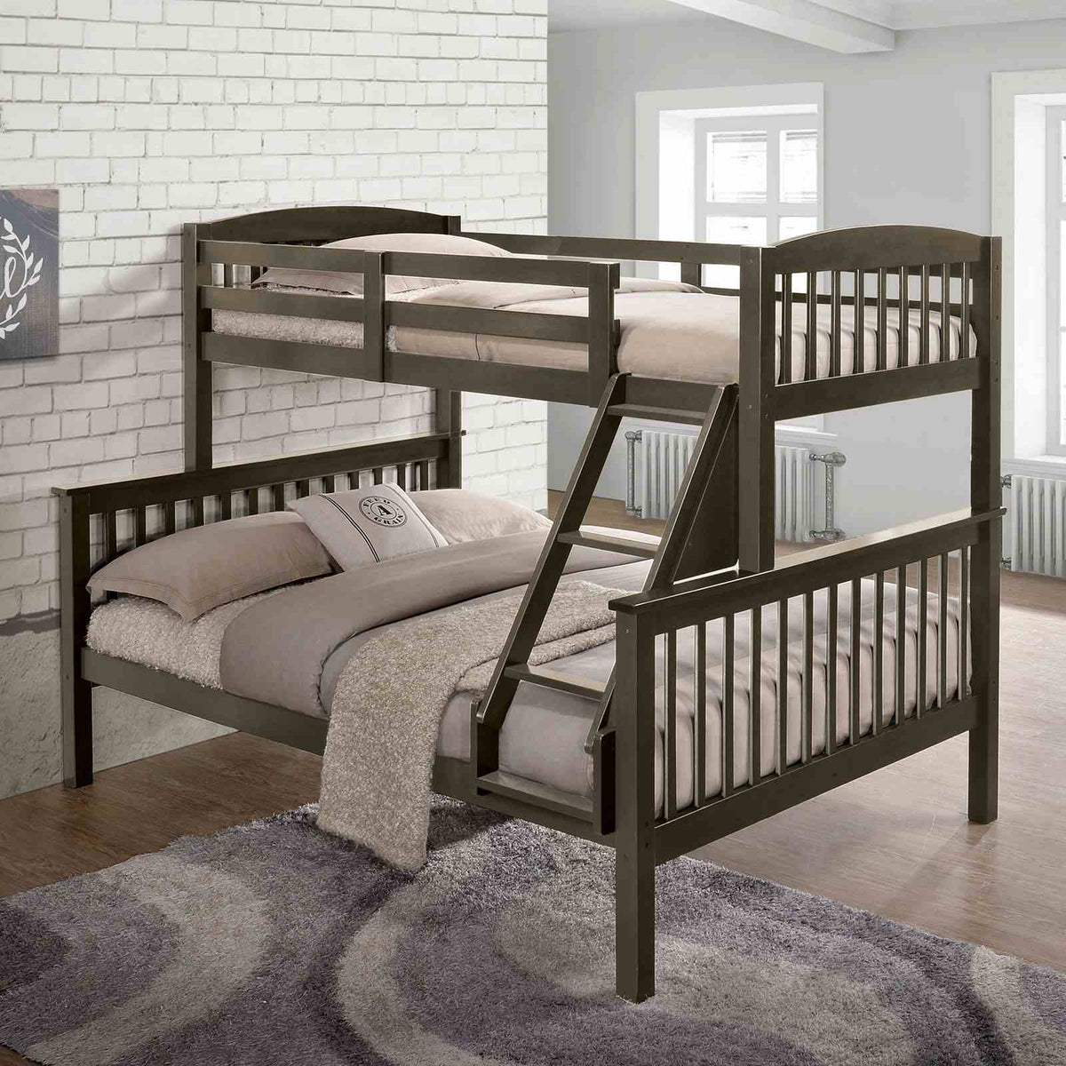 Brookings Gray Twin/Full Bunk Bed from Furniture of America - Luna Furniture