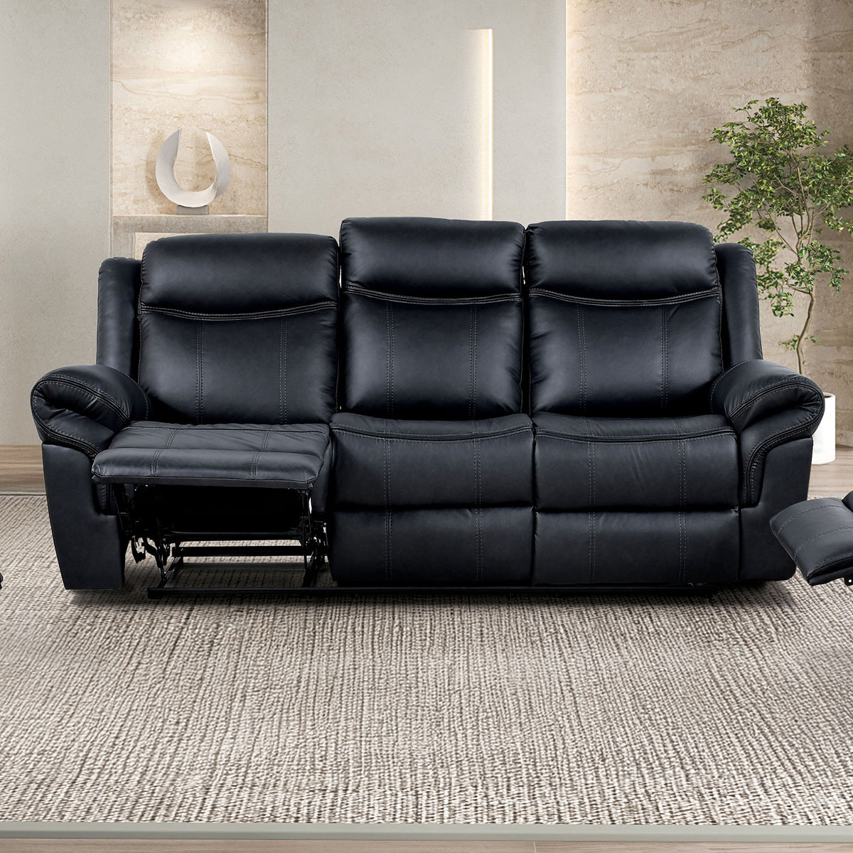 Agata Black Manual Sofa from Furniture of America - Luna Furniture