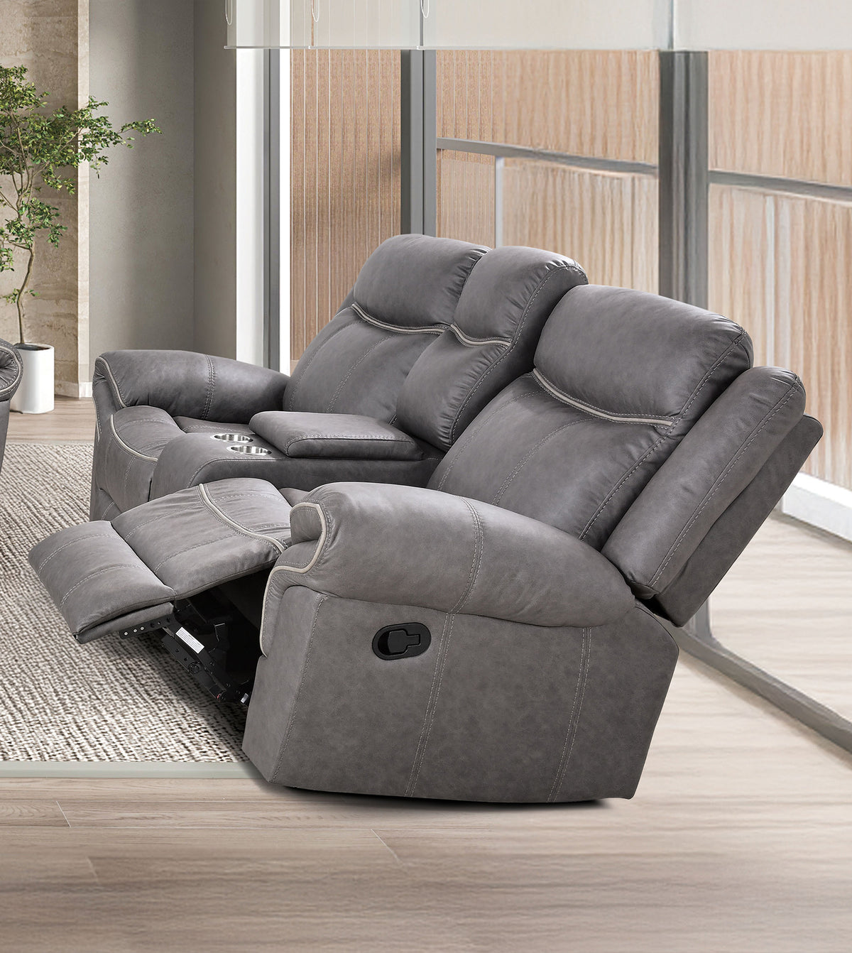 Agata Warm Gray Glider Recliner Loveseat from Furniture of America - Luna Furniture