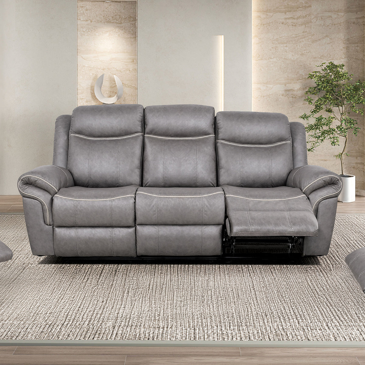 Agata Warm Gray Manual Sofa from Furniture of America - Luna Furniture