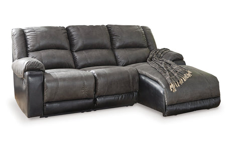 Nantahala Slate 3-Piece Reclining Sectional with Chaise from Ashley - Luna Furniture