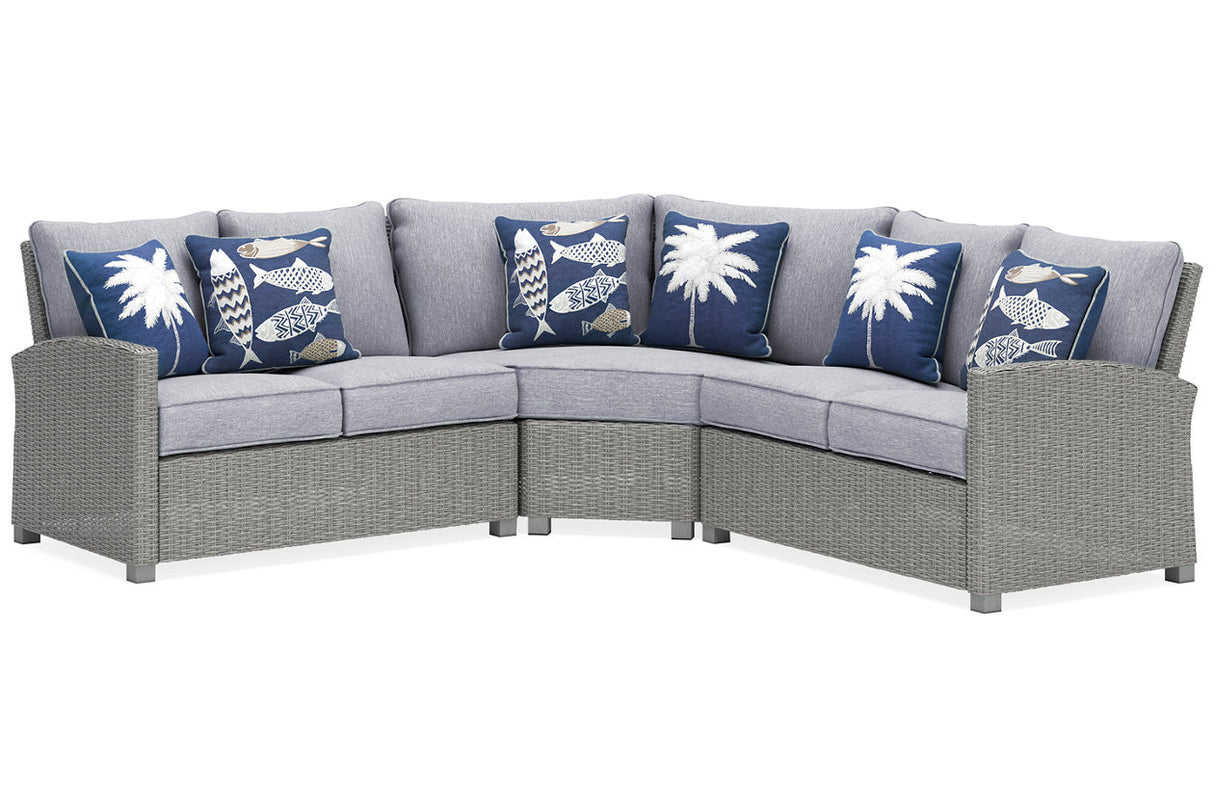 Naples Beach Light Gray 3-Piece Outdoor Sectional from Ashley - Luna Furniture