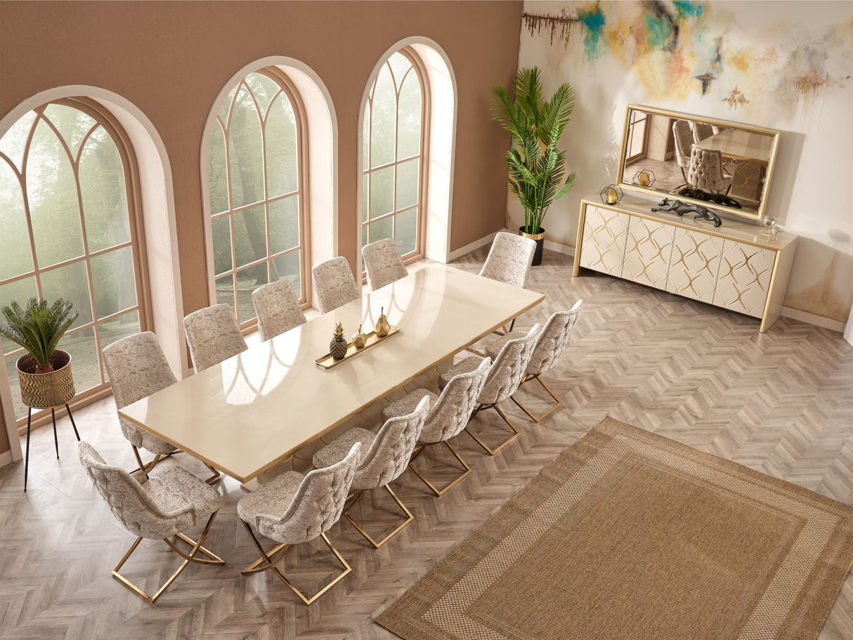Napoli Diningroom (Consol With Mirror & Dining Table & 6 Dining Chair) from Furnia - Luna Furniture