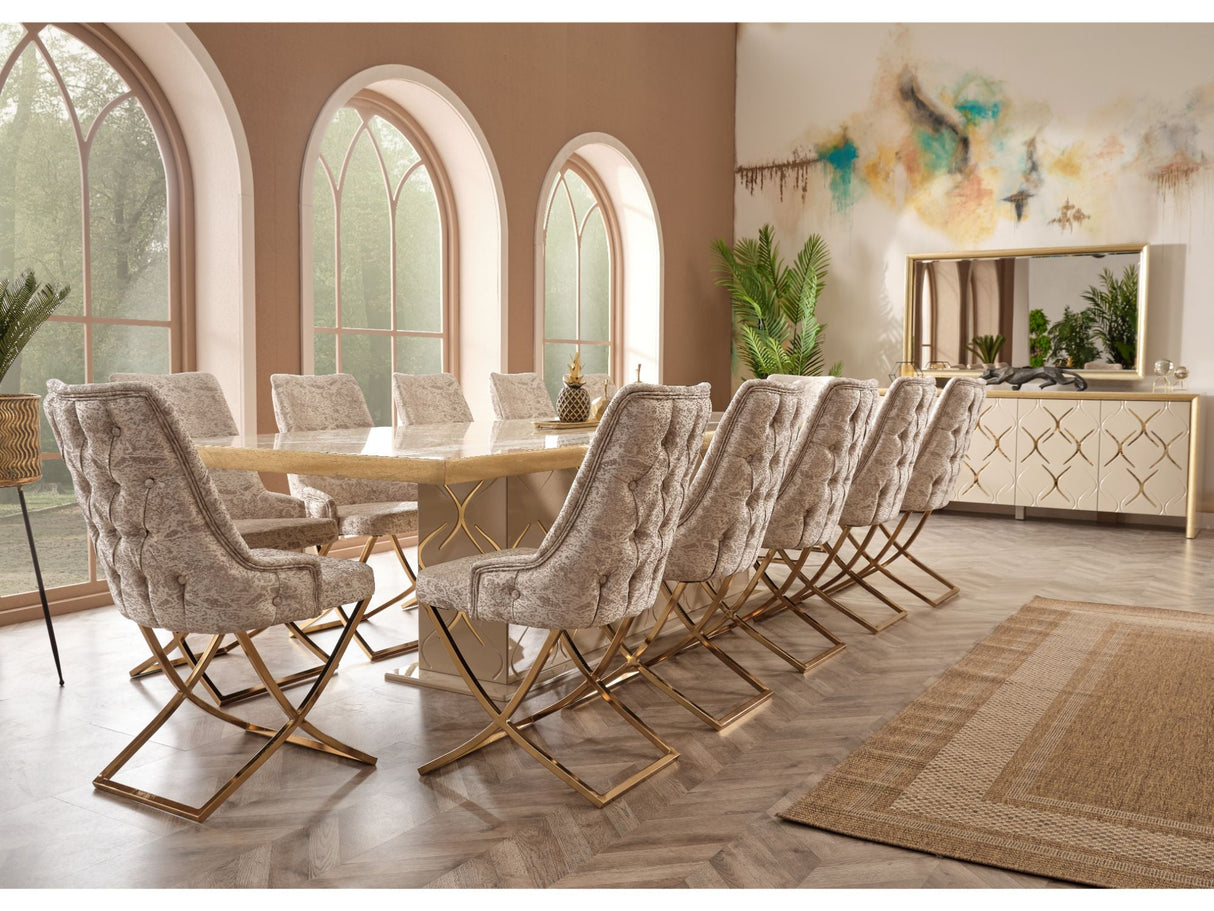 Napoli Diningroom (Consol With Mirror & Dining Table & 6 Dining Chair) from Furnia - Luna Furniture