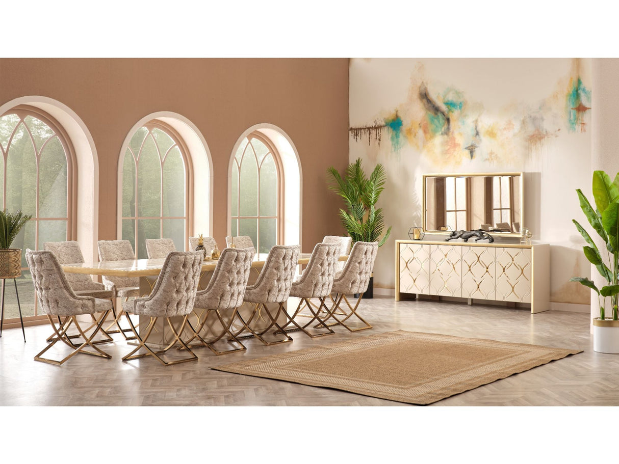 Napoli Diningroom (Consol With Mirror & Dining Table & 6 Dining Chair) from Furnia - Luna Furniture