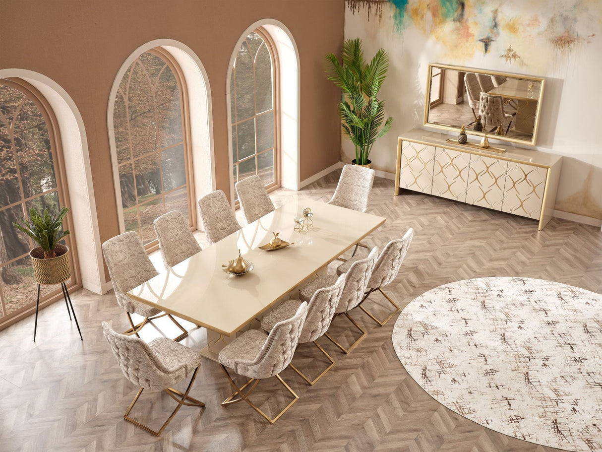 Napoli Diningroom (Consol With Mirror & Dining Table & 6 Dining Chair) from Furnia - Luna Furniture