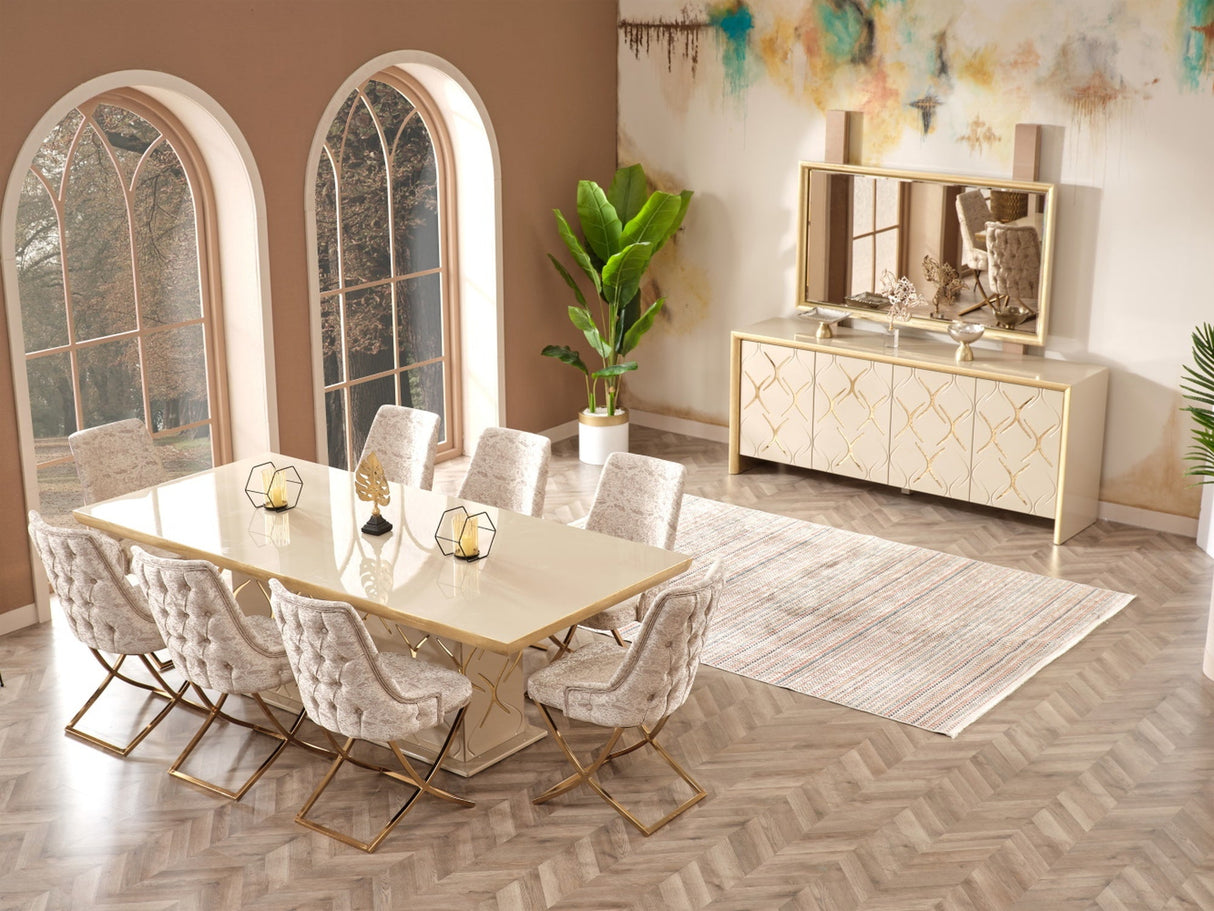 Napoli Diningroom (Consol With Mirror & Dining Table & 6 Dining Chair) from Furnia - Luna Furniture
