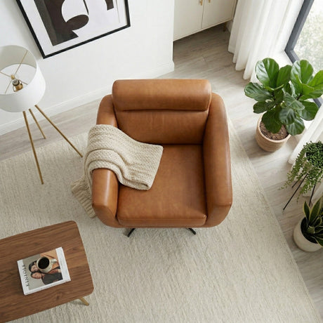 Narbonne Tan Leather Swivel Chair from Ashcroft Furniture - Luna Furniture