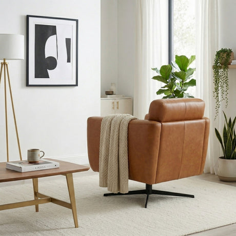 Narbonne Tan Leather Swivel Chair from Ashcroft Furniture - Luna Furniture