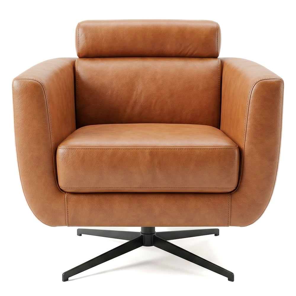 Narbonne Tan Leather Swivel Chair