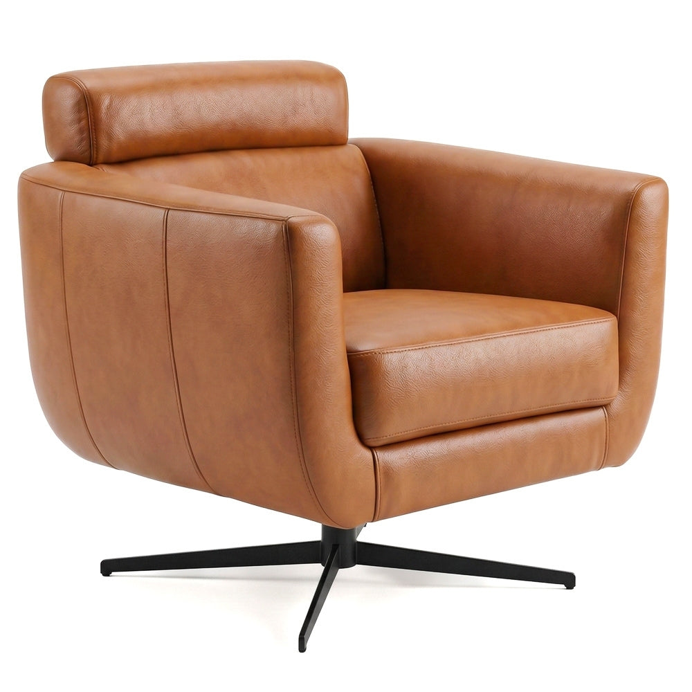 Narbonne Tan Leather Swivel Chair