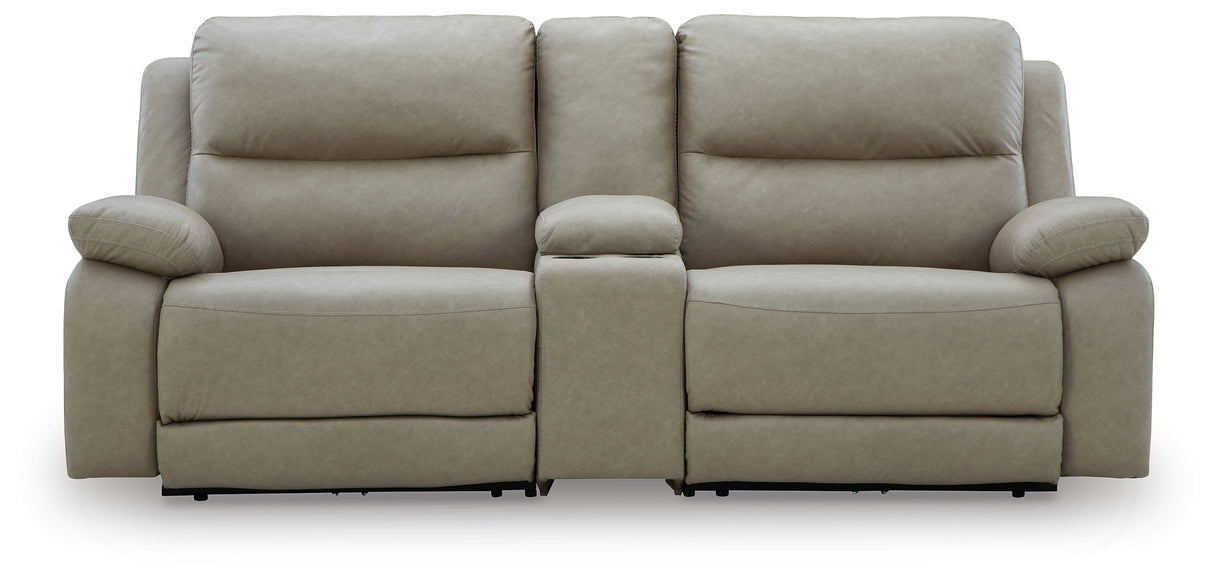 Narwhal Place Pebble 3-Piece Power Reclining Loveseat with Console from Ashley Furniture - Luna Furniture