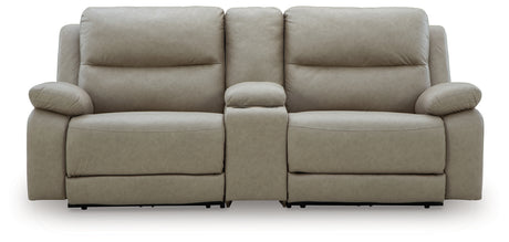 Narwhal Place Pebble 3-Piece Power Reclining Loveseat with Console from Ashley - Luna Furniture