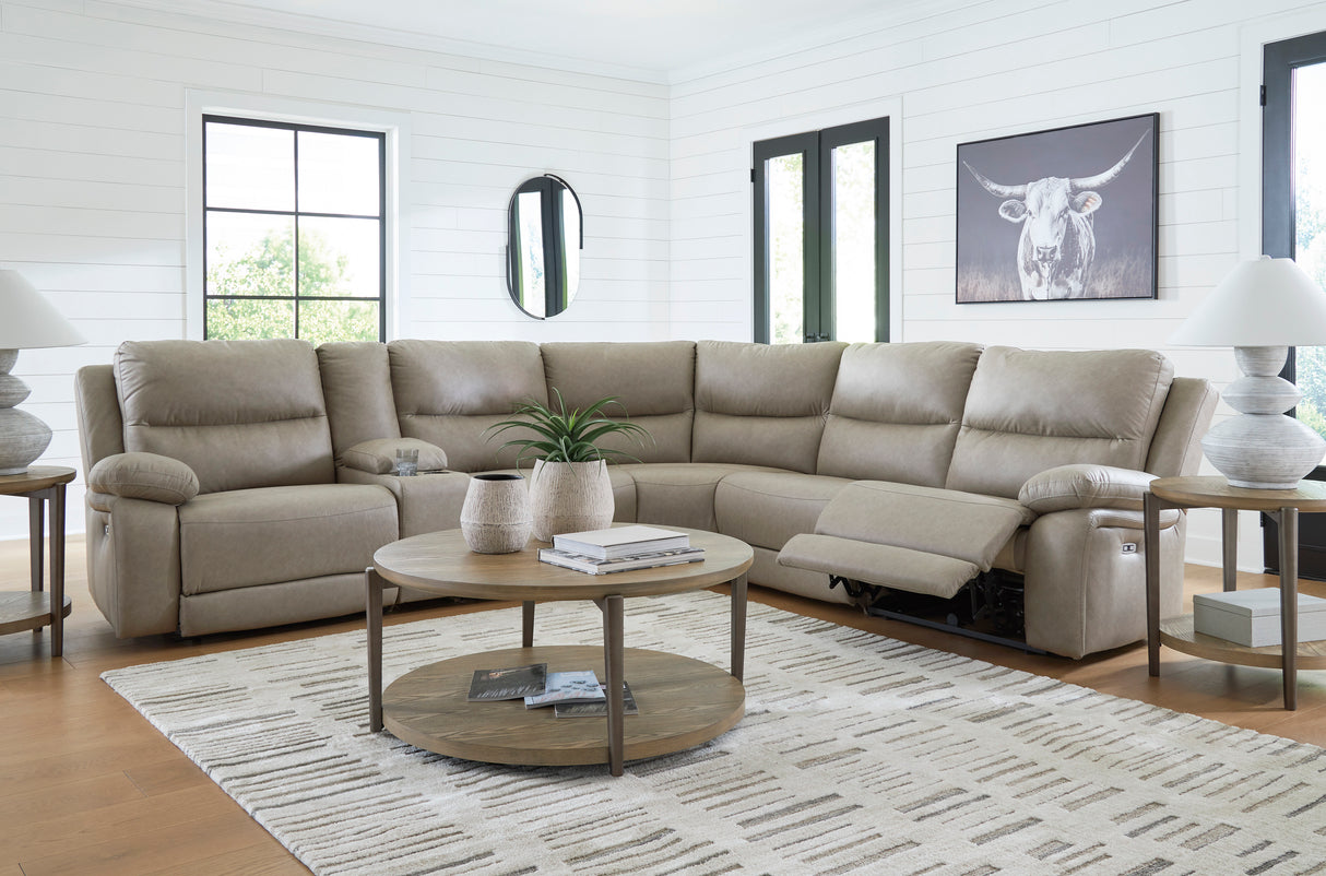 Narwhal Place Pebble 6-Piece Reclining Sectional with Storage Console from Ashley Furniture - Luna Furniture