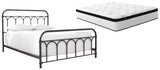 Nashburg Queen Metal Bed with Mattress in Black from Ashley Furniture - Luna Furniture