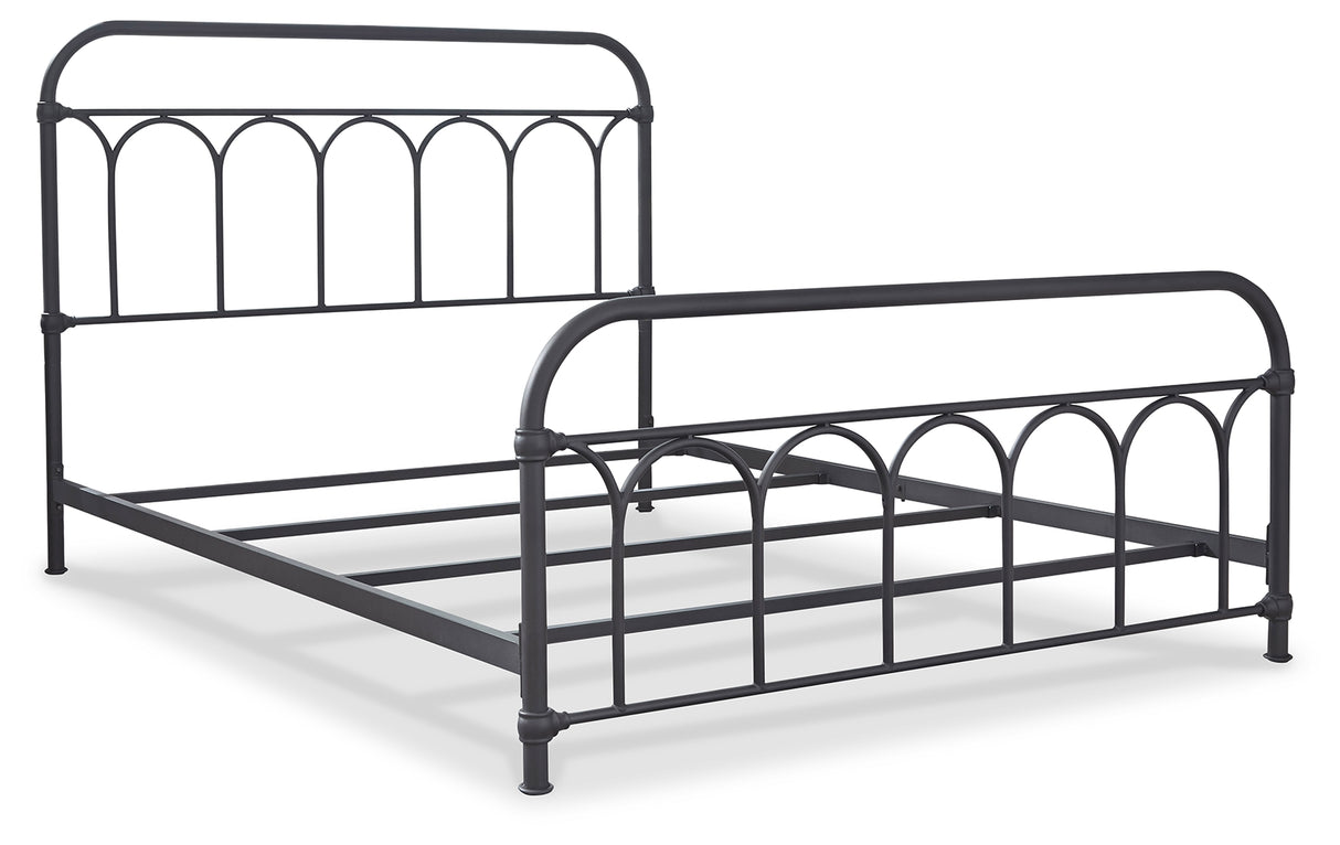Nashburg Queen Metal Bed with Mattress in Black from Ashley Furniture - Luna Furniture