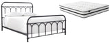 Nashburg Queen Metal Bed with Mattress in Black from Ashley Furniture - Luna Furniture