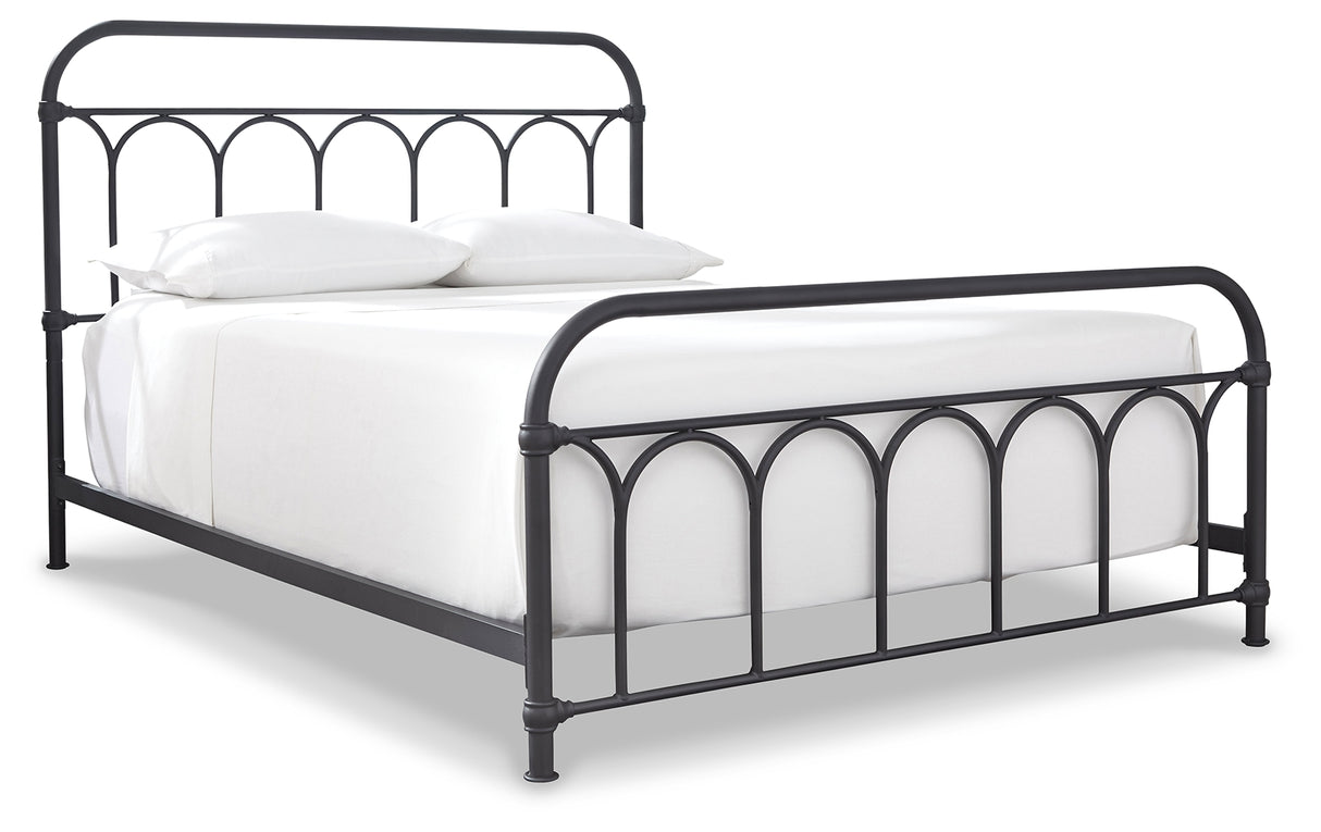 Nashburg Queen Metal Bed with Mattress in Black from Ashley Furniture - Luna Furniture