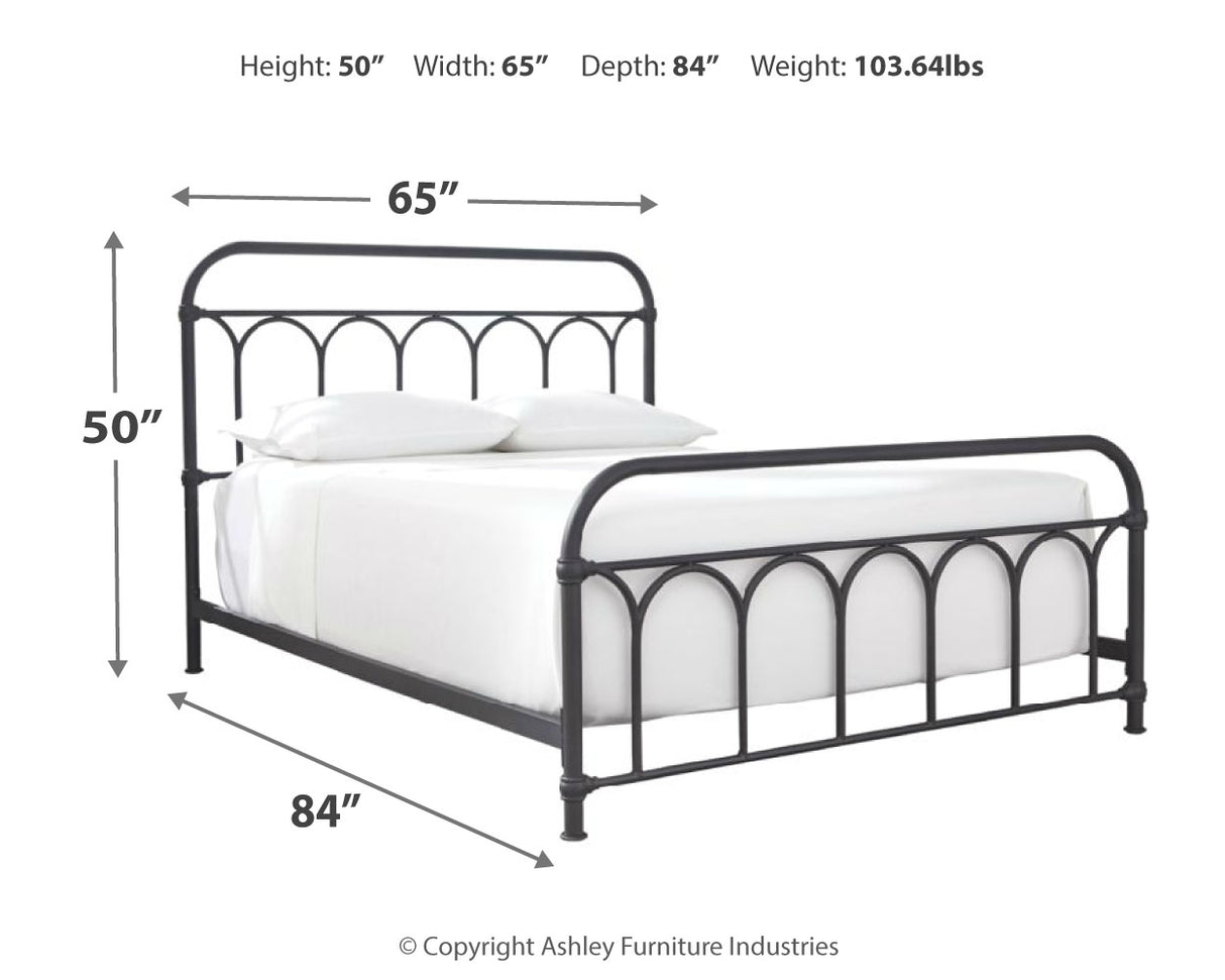 Nashburg Queen Metal Bed with Mattress in Black from Ashley Furniture - Luna Furniture