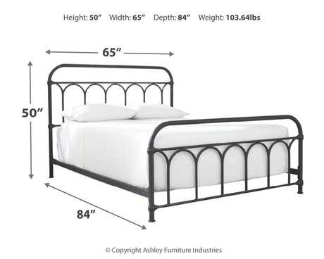 Nashburg Queen Metal Bed with Mattress in Black from Ashley - Luna Furniture