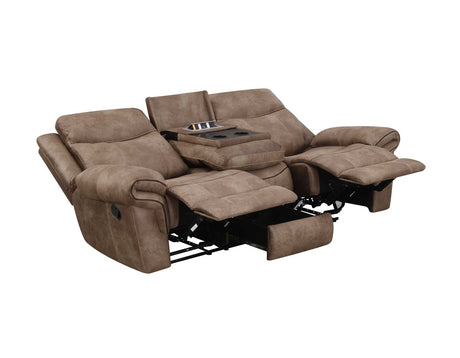 Nashville Cocoa Reclining Sofa with Drop-Down Console from Steve Silver - Luna Furniture