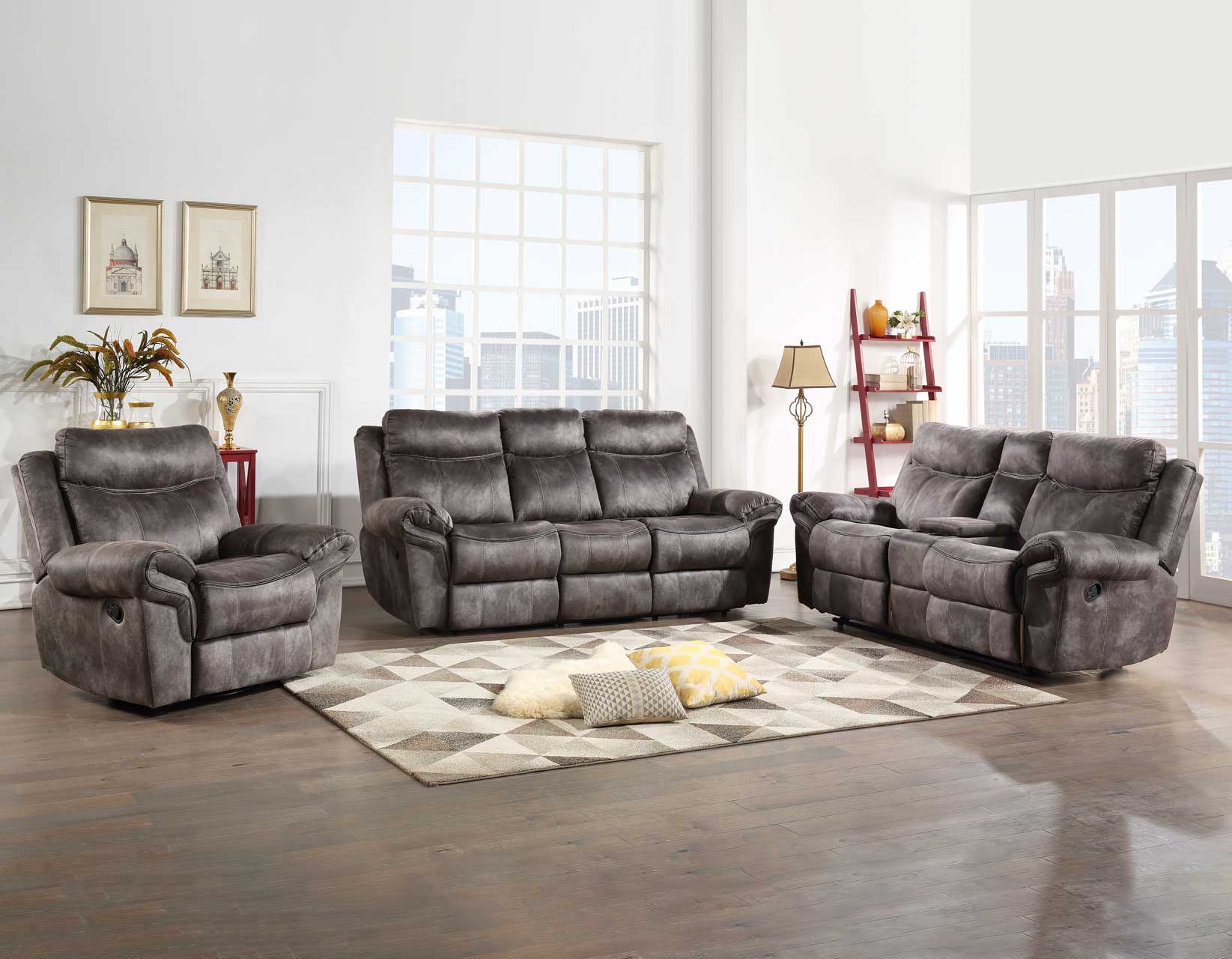 Nashville Gray 3-Piece Reclining Living Room Set – Luna Furniture