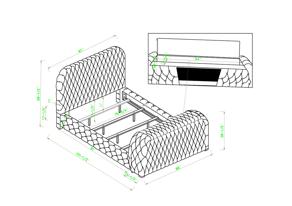 Natalia Black Upholstered Bedroom Set with TV Lift from Crown Mark - Luna Furniture