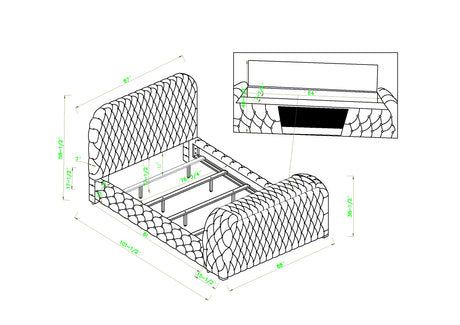 Natalia Black Upholstered Bedroom Set with TV Lift from Crown Mark - Luna Furniture