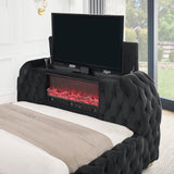 Natalia Black Upholstered Bedroom Set with TV Lift from Crown Mark - Luna Furniture