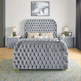 Natalia Gray King Upholstered Fireplace Bed with TV Lift from Crown Mark - Luna Furniture