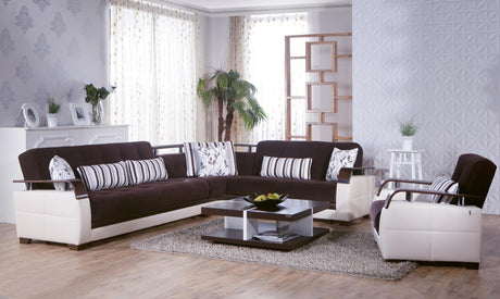 Natural Colins Brown Storage Sleeper Sectional from Bellona - Luna Furniture