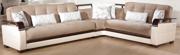 Natural Naomi Light Brown Storage Sleeper Sectional