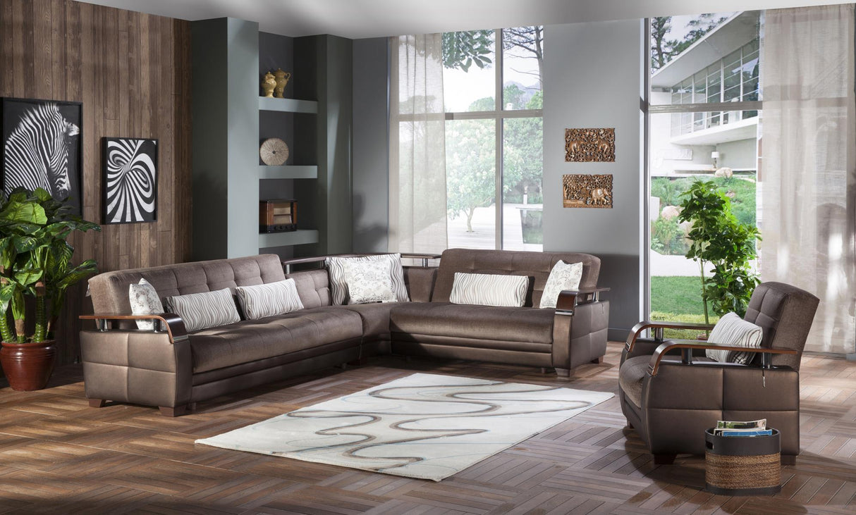 Natural Prestige Brown Storage Sleeper Sectional from Bellona - Luna Furniture