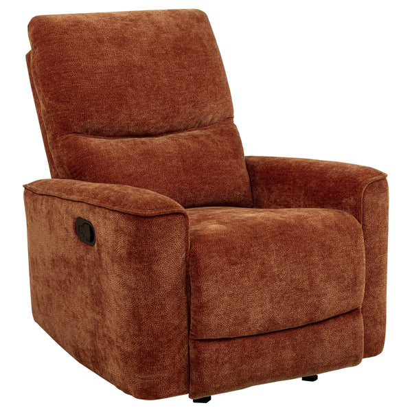 Navarro Burnt Orange Chenille Upholstered Glider Recliner