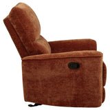 Navarro Burnt Orange Chenille Upholstered Glider Recliner from Coaster - Luna Furniture
