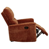 Navarro Burnt Orange Chenille Upholstered Glider Recliner from Coaster - Luna Furniture