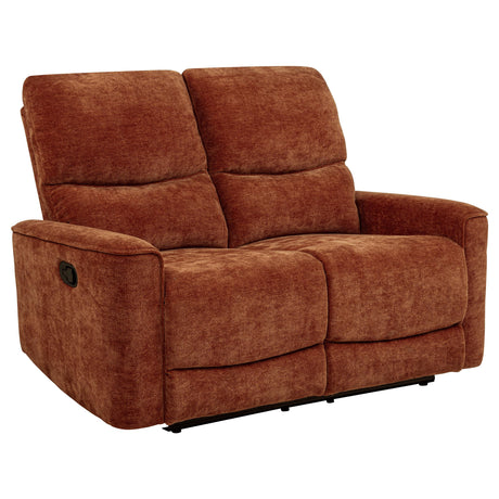 Navarro Burnt Orange Chenille Upholstered Reclining Loveseat from Coaster - Luna Furniture