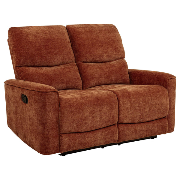 Navarro Burnt Orange Chenille Upholstered Reclining Loveseat