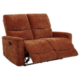 Navarro Burnt Orange Chenille Upholstered Reclining Loveseat from Coaster - Luna Furniture
