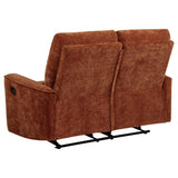 Navarro Burnt Orange Chenille Upholstered Reclining Loveseat from Coaster - Luna Furniture